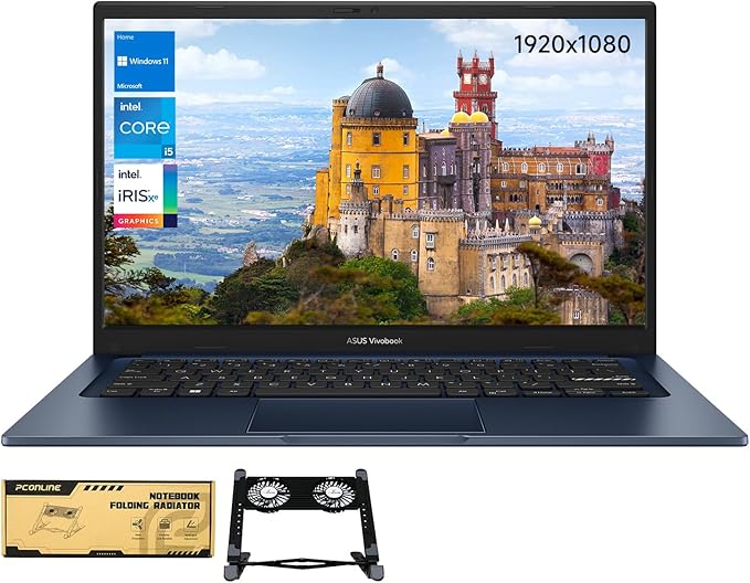 ASUS Vivobook 14X X1404VA-I512256 Laptop, 14" FHD 1920 * 1080, Intel Core i5-1334U,16GB DDR4 RAM, 512GB SSD, Wi-Fi 5, W11 Home, HDMI, Bundle with PCO Laptop Cooler