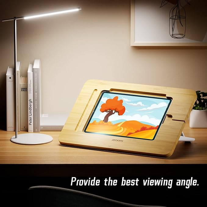 Wooden Tablet Drawing Stand Tablet Stand - Portable & Adjustable 5 Angles for Laptop, Laptop Stand Riser,Book Reading Stand,Compatible with 12.9 inch iPad Pro (3rd - 6th Gen)
