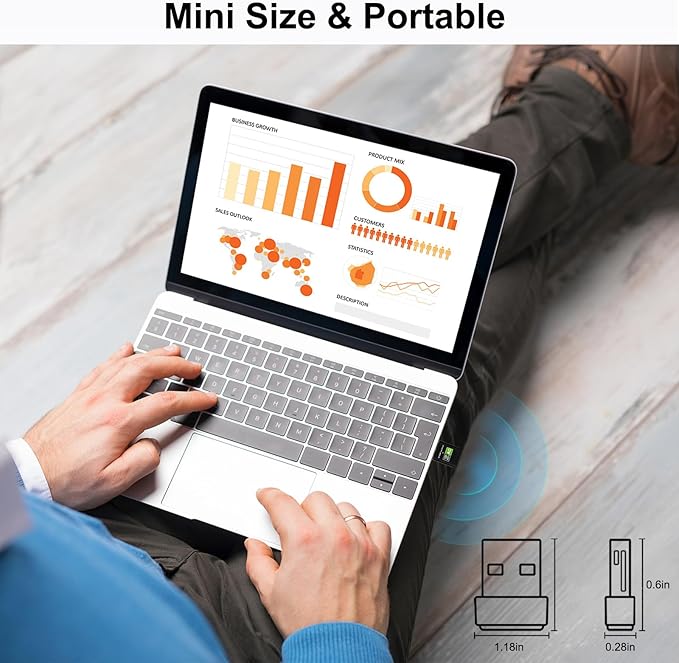 USB WiFi Adapter for PC Mini Wireless Adapter 600Mbps WiFi Network Adapters for Desktop Computer/Laptop,Dual Band 5G/2.4G WiFi Dongle Laptop External Network Card for Windows 11/10/8/XP etc