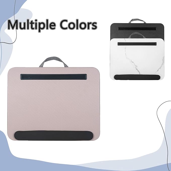 Portable Laptop Desk Fits Up to 16“ Laptops, with Tablet Slot, Built-in Cushion, Great for Home & Office,Lap Desk for Laptop,Lap Desk with Cushion (Grey Violet with Wrist Rest, Medium)