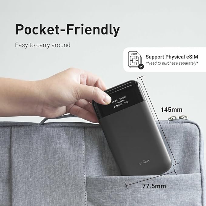 GL.iNet GL-E750V2 (MUDI) 4G LTE Portable Wi-Fi Hotspot for Travel | Mobile Hotspot Device, OpenWrt, OpenVPN, WireGuard, 7000mAh, Global Version