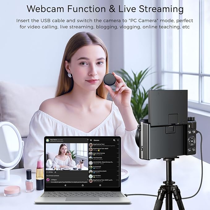 8K Digital Camera for Photography, 88MP Vlogging Camera for YouTube with 3" 180° Flip Screen, 18X Digital Zoom Point and Shoot Cam with 32GB Micro SD Card for Beginner (Gunmetal)