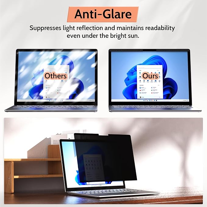 Mamol Magnetic Privacy Screen for 13.8 Inch Surface Laptop 7, Removable Anti Spy Glare Blue Light Filter, Microsoft Surface Laptop Privacy Screen Protector 13.8 in
