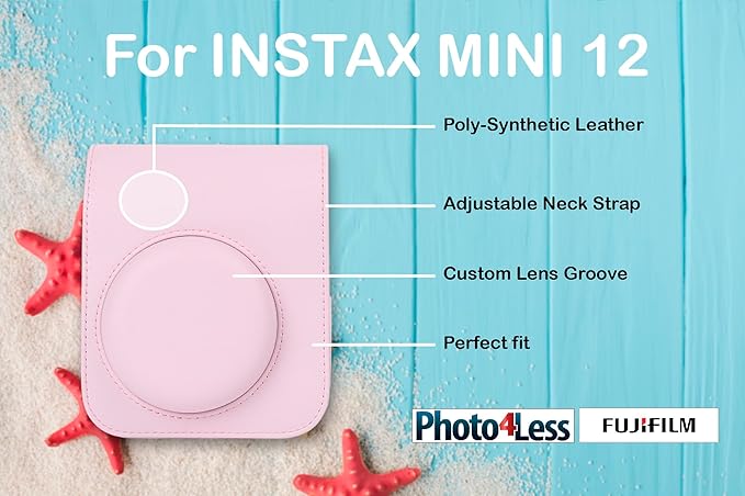 Fujifilm Instax MiniI 12 Instant Film Camera Blossom Pink, Fujifilm Instax Mini Twin Pack Instant Film 20 Prints, Prtotective Case, Gift Bundle