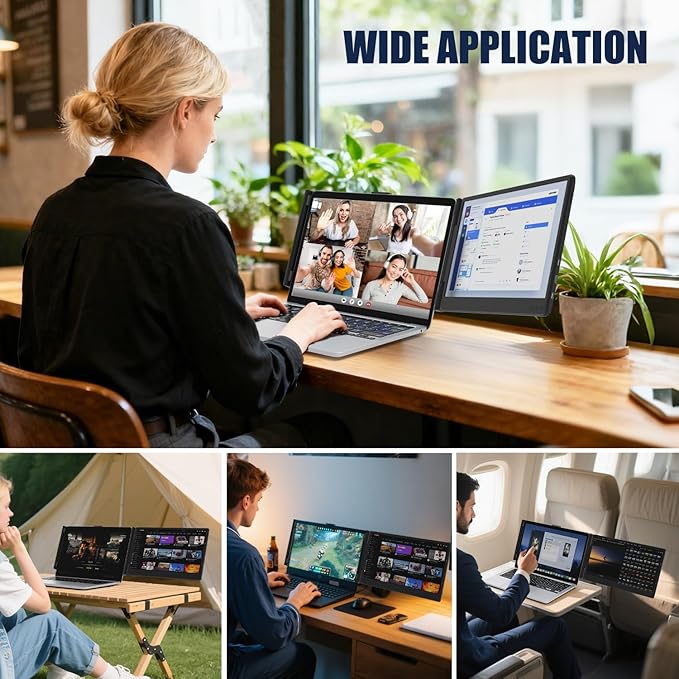 KEFEYA Laptop Screen Extender, 14" 1080P FHD IPS Laptop Monitor Extender for Home Office, Dual Travel Monitor for Laptops 13-17.3", USB-C HDMI Plug-Play for MacOS Windows PS Switch Xbox Phone Pad