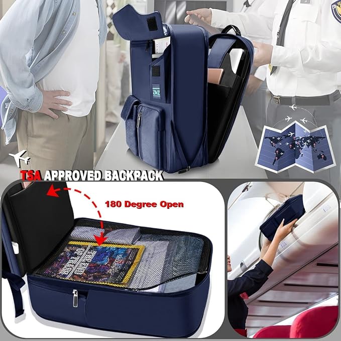 ZINZ Slim & Expandable Laptop Backpack 15.6 Inch, Computer Rucksack Water Resistant Bag, Anti-Theft Travel Daypack for Men and Women-Blue