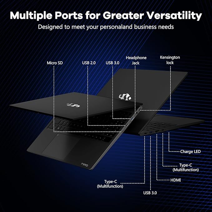 NIMO 15.6" IPS FHD-Gaming-Laptop, AMD Ryzen 5 6600H 6 Cores 64GB DDR5 RAM 2TB SSD (Beat i7-1165G7, Up to 4.5GHz) Radeon 660M GPU-Computer with 100W Type-C Backlit Keyboard Fingerprint Win 11