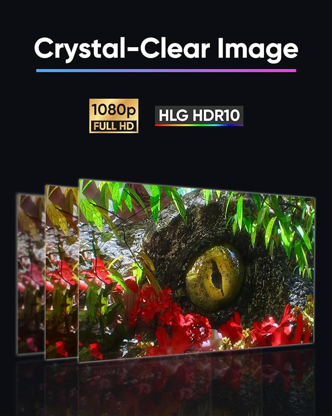 NOMVDIC L500 1080P Laser Projector, 500 Lumens, Portable Triple Laser Projector, Mini Projector with WiFi and Bluetooth, 180" Big Screen, Built-in Speaker, MEMC, H/V Keystone, Auto Focus