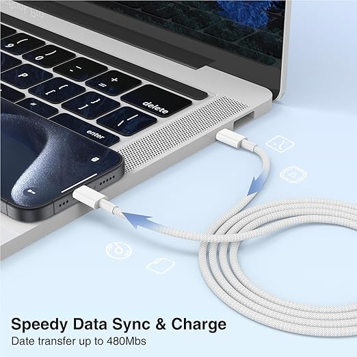 3-Pack Grey [3.3FT+6.6FT+10FT] 60W USB C to USB C Cable, Type C Fast Charging Cable for iPhone Air 17 16e 16 15 Pro Plus Pro Max，for Galaxy S25, for iPad Pro/Air/mini, for MacBook Pro/Air and More