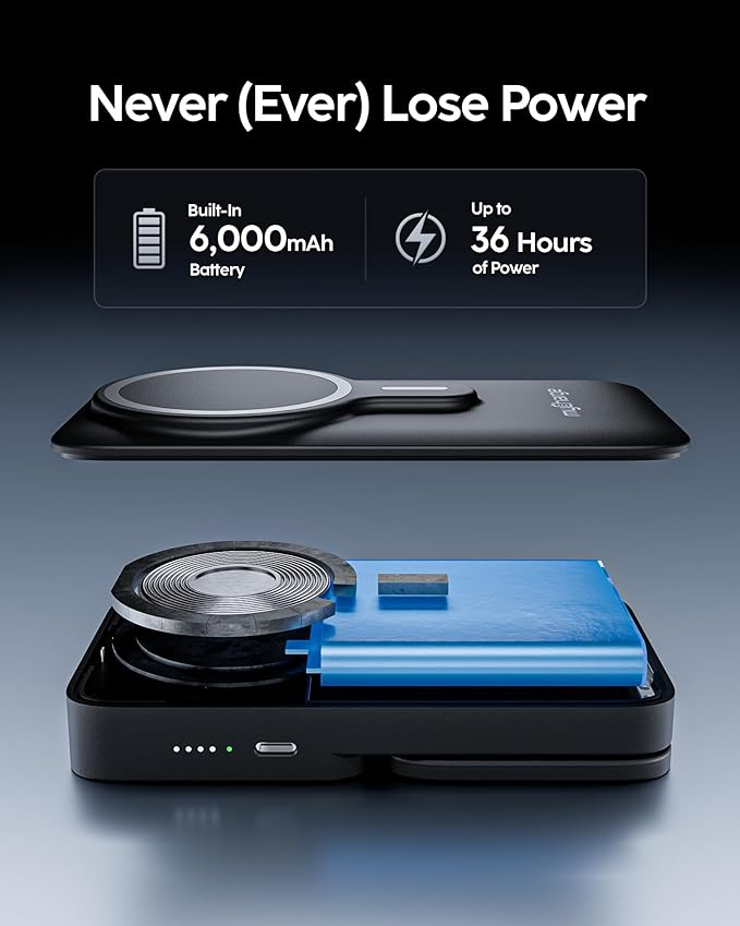 myCharge EcoHub 3 in 1 Apple Charging Station & Magsafe Battery Pack | Wireless Charger for iPhone, iWatch, AirPods | Magnetic Portable Charger with Wall Plug | Travel-Ready & Foldable