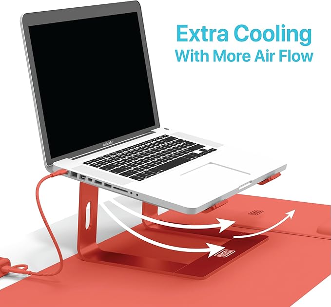 BLACK+DECKER Laptop Stand for Computer Desk, Ergonomic Laptop Stand for Desk, Lap top Riser Compatible with MacBook Notebook, Lap top Holder, Durable Aluminum Computer Riser Accessories, Coral Rose