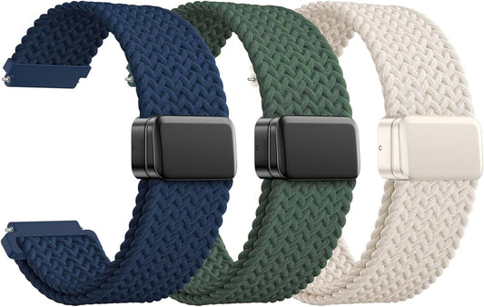JNN Quick Release Watch Band - Magnetic 18mm 20mm 22mm Braided Nylon Watch Bands, Adjustable Elastic Nylon Watch Straps Replacement Wristband for Men Women