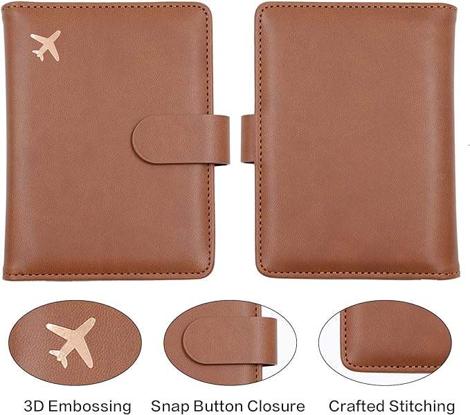 Melsbrinna Rfid Passport Holder for Travel women/Men, Cute Passport Wallet Rfid Blocking Card Slots, Rfid Passport Cover/CaseTravel Wallet, Passport Book Holder (1, Brown)