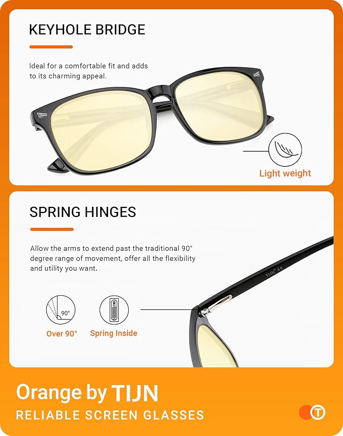 TIJN Gaming Glasses Blue Light Blocking Glasses for Women Men Nerd Eyeglasses Anti Eyestrain Anti UV Glare