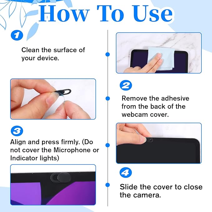 50 Pcs Webcam Cover, Black Practical Laptop Camera Cover Small Portable Phone Camera Covers for Compute Cell Phone PC Accessories to Protect Your Privacy and Security