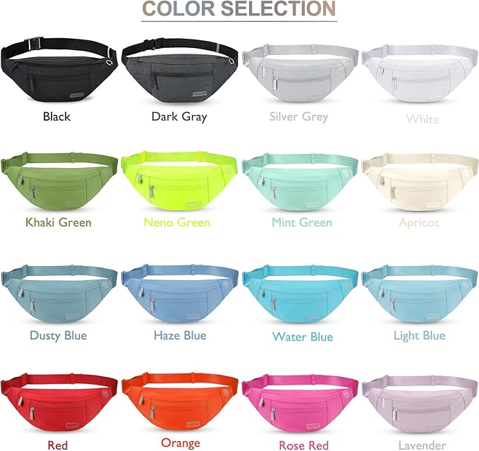 MAXTOP Large Crossbody Fanny Pack with 4-Zipper Pockets,Gifts for Enjoy Sports Festival Workout Traveling Running Casual Hands-Free Wallets Waist Pack Phone Bag Carrying All Phones