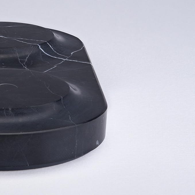 Einova Dual Classic Stone – Dual Wireless Charging Pad in Genuine Marble, Designed in Italy, Integrated 6 ft USB-C Cable, Smartphones, Wireless Earbuds, Smartwatches – Black Marquina Marble