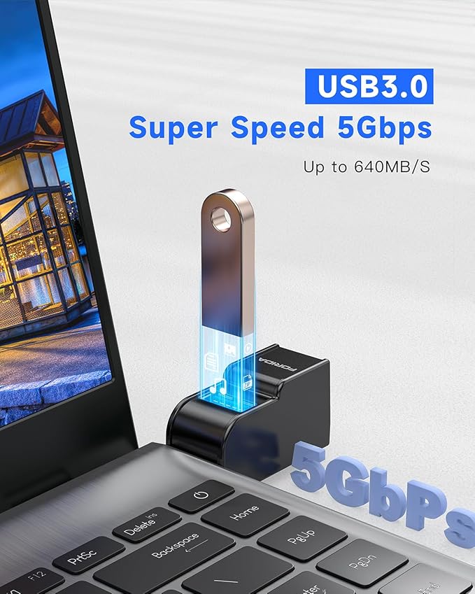 FORIDA 3 Ports USB Adapter, USB Hub with USB 3.0 and Double USB Adapter, Portable USB Splitter 1 in 3 Out for Keyborad, Mobile Hard Disk, U Disk, Camera, Mouse etc (Black)