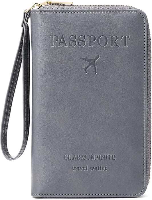 Leather RFID Blocking Passport Holder Travel Wallet, Passport Cover/Travel Wallet for Women/Men with