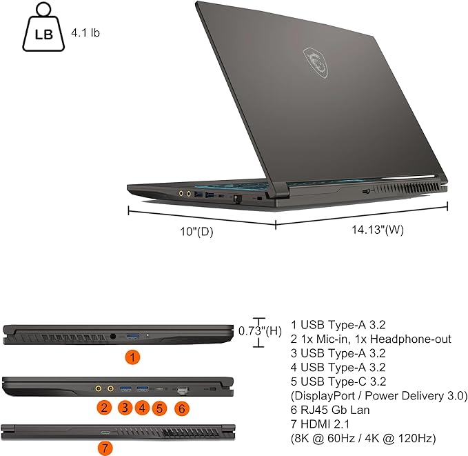 msi Thin 15 Gaming Laptop 15.6" FHD IPS 144Hz Intel Octa-core i5-13420H (Beats i7-12650H) 32GB RAM 1TB SSD GeForce RTX 4050 Backlit USB-C Wi-Fi6E Win11 ICP Hub