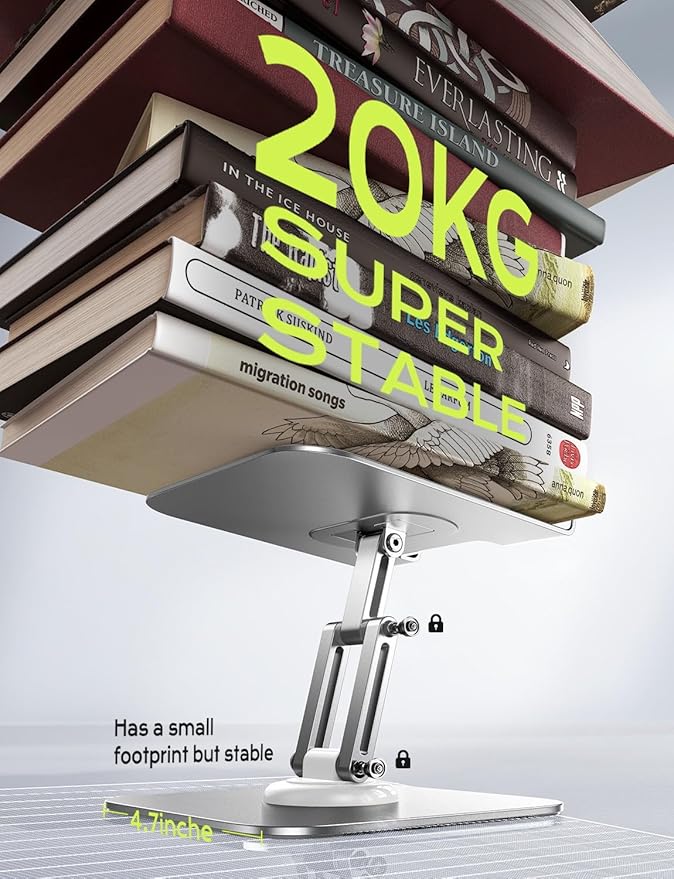 LISEN for iPad Stand for Desk,2025 Adjustable Tablet Stand Holder Metal iPad Holder Switch Mount,Desk Accessories for Women Men ipad Mount Kitchen Fits 4-12.9" Tablet/Monitor/Switch/iPhone/Kindle