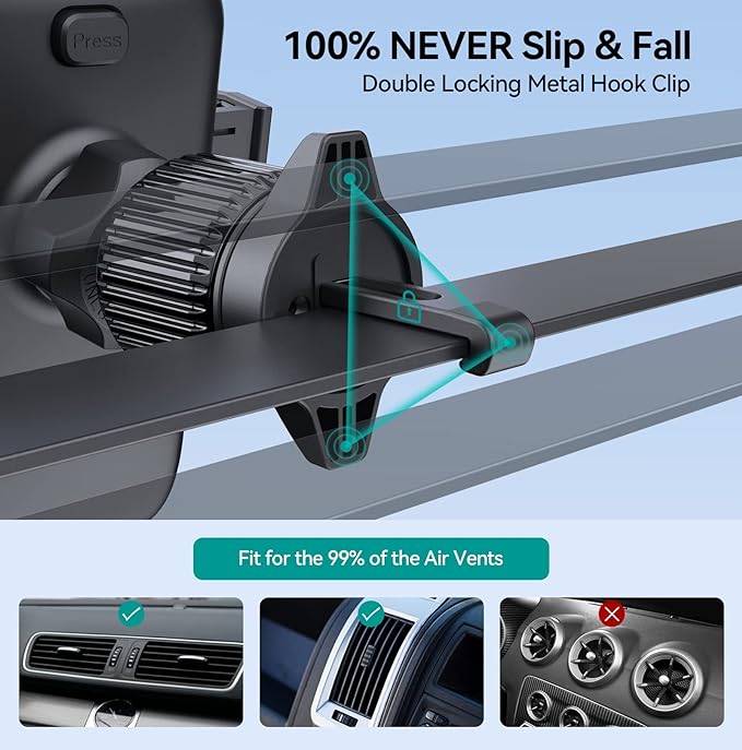 Car Phone Holder Mount, [Military-Grade Suction & Super Sturdy Base] 3 in 1 Universal Phone Mount for Car Dashboard Windshield Air Vent Dash Pad Car Mount for iPhone Android Smartphone