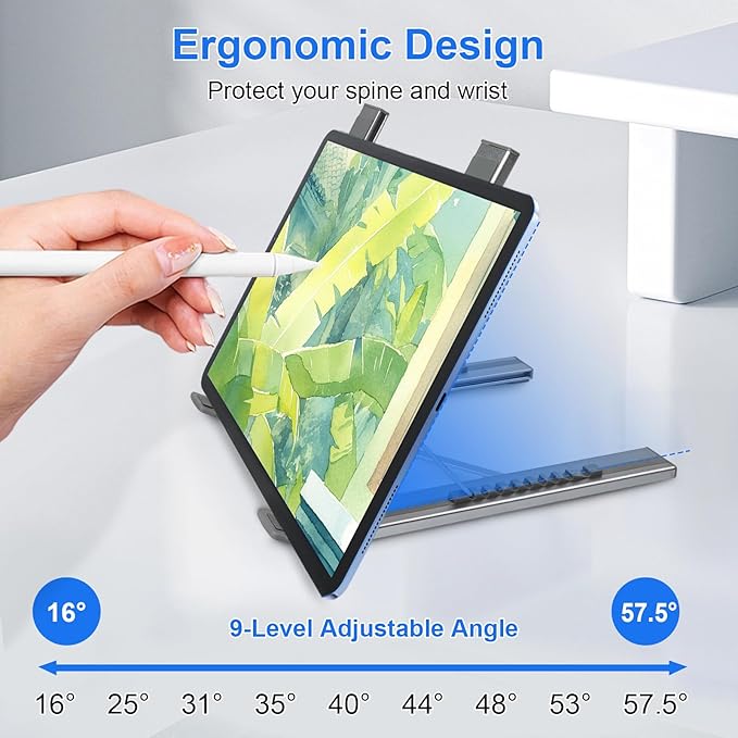 8-in-1 USB C Laptop Docking Station Stand, Laptop Tablet Stand Adjustable, SD/TF Card Slots Fast Charging, Multiport Adapter Computer Cooling Stand, Cooling Riser Office Workstation Hub