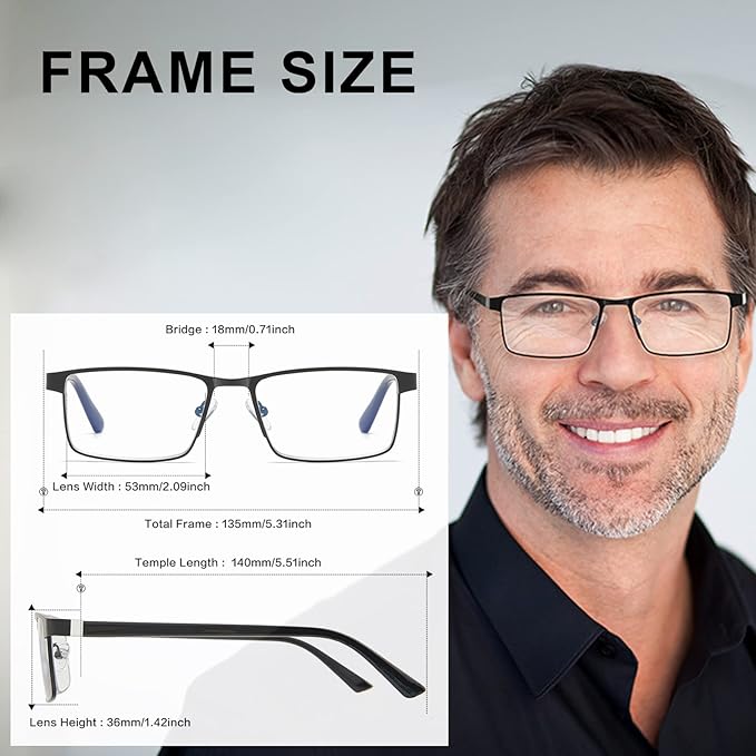 Bifocal Reading Glasses Men Blue Light Computer Readers Clear Top Designer Metal Frame Fashion Spring Hinge Eyeglasses