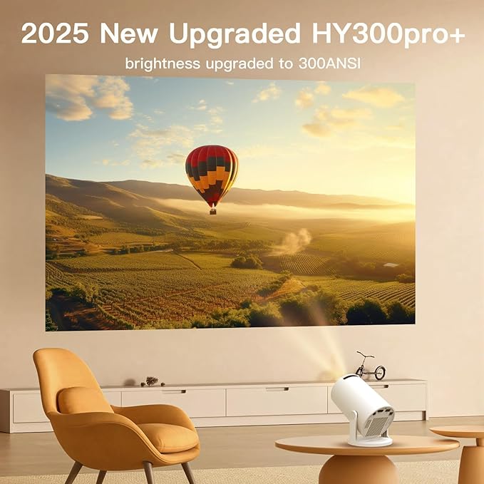 Mini Projector with WiFi and Bluetooth Built-in Android 11, 1080P 4K Support Portable Projector LYNCAST 180°Rotatable Upgrade HY300pro+ Projector for Home,Outdoor Use OptiBarrel 005