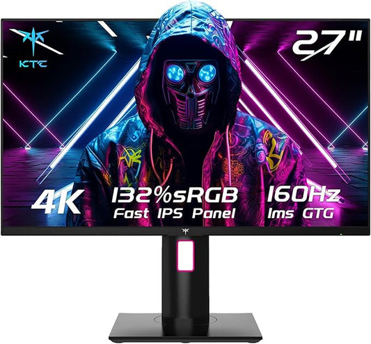 KTC 27" 4K UHD 144Hz Gaming Monitor - Fast IPS Panel 160Hz 1ms GTG, HDR400 132% sRGB, HDMI2.1/DP1.4, VESA Mount, Height/Tilt/Pivot/Swivel Stand, Vertical Monitor Ideal for Gamers, Designers
