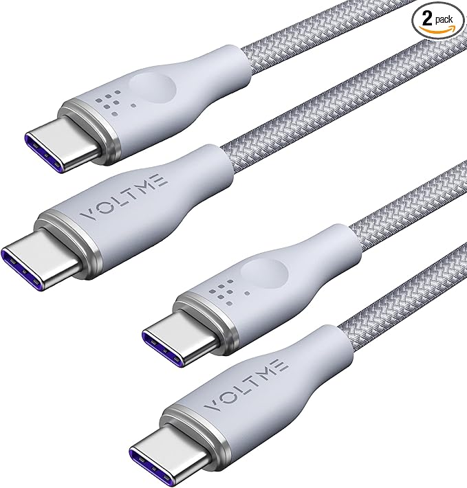 VOLTME USB C Cable (3.3ft 100W, 2-Pack), Premium Nylon USB C to USB C Cable 2.0, Type C Charging Cable Fast Charge for iPhone 17/16/15 Series,Galaxy S25/S24/S23,MacBook Pro 2020,and More