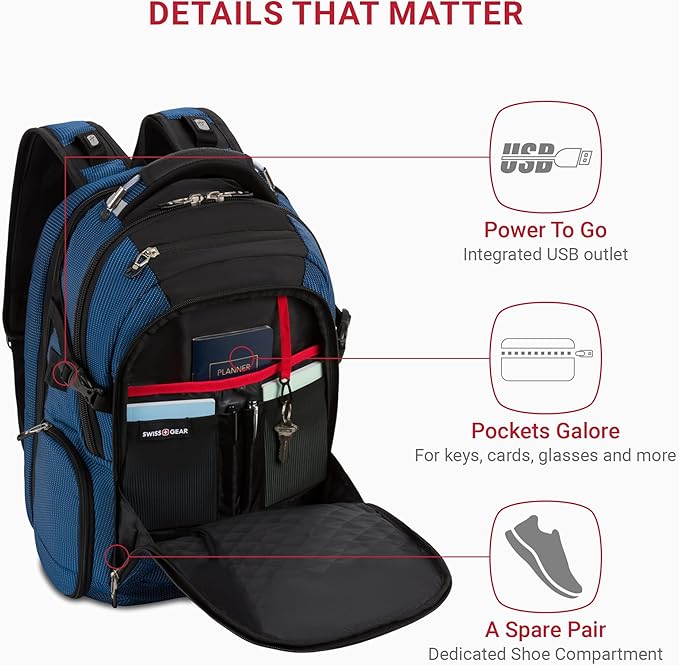 The Travel Tech Elite USB ScanSmart Laptop Backpack