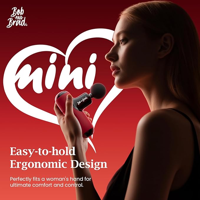 BOB AND BRAD Q2 Mini Massage Gun for Women - Portable Muscle Pain Relief, Powerful Deep Tissue Percussion Massager, Ultra Quiet Handheld Massager, Designed for Travel - Red