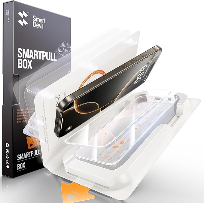 SMARTDEVIL 3 Pack Screen Protector for iPhone 16 Pro Max, Bubble-and-Dust-Free Box, HD Tempered Glass, Military Grade Shatterproof & Ultra Durable, Easy Installation
