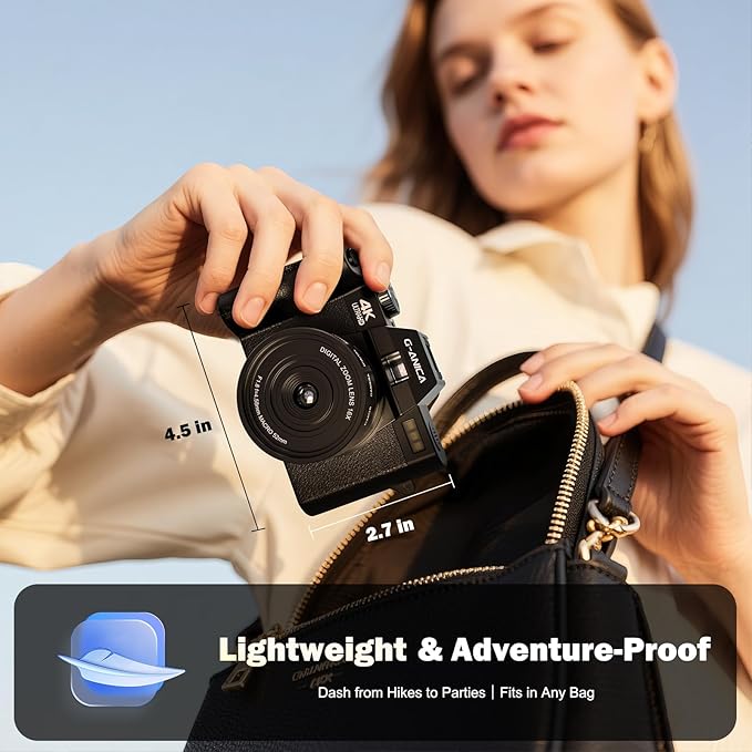 Digital Camera for Photography，TURE 4K&48MP，WiFi, 16X Zoom Autofocus, Anti-Shake, 3" 180° Flip Screen, Vlogging Camera for YouTube Travel,Point and Shoot Camara with 32GB TF Card (2 Batteries)