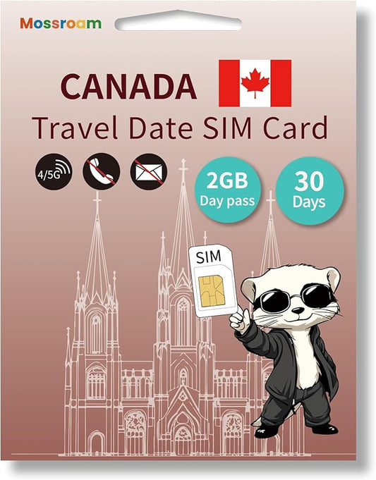 SIM Card for Canada Travel - 2GB Prepaid Data for 30 Days - 5G/4G LTE Speeds - Plug & Play - No Roaming, No Contracts