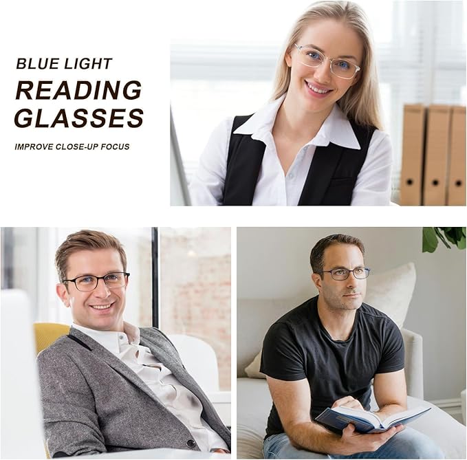 AQWANO Flexible Reading Glasses Men Women Computer Blue Light Blocking, 4 Pack Lightweight TR90 Frame Comfort Durable Readers Glasses,1.75