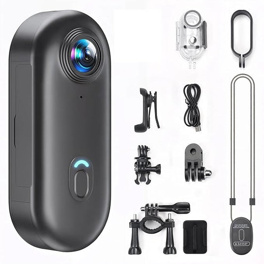 4K Thumb Action Camera | 128G Sports Camera for POV Photoshooting: Waterproof Sports Camera The Size of a Thumb Suitable for Running Cycling Swimming Hiking Adventure Etc (Black)