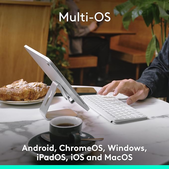 Logitech Keys-to-GO 2 Portable Compact Wireless Keyboard with Built-in Cover, Slim Tablet Keyboard for iPad, iPhone, Mac, Apple TV - Pale Grey