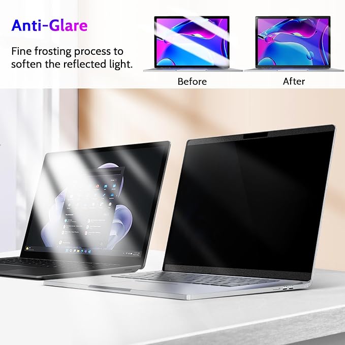 Magnetic Privacy Screen for Surface Book 3/2/1 15 Inch, Removable Anti Blue Light Glare Filter, Black Security Private Apy Block Protector