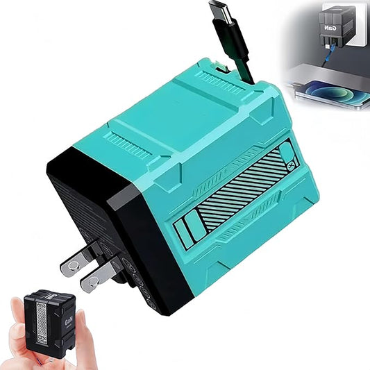 2 in 1 Fast Charger 120W, 2026 New Scalable Retractable 120w Fast Charger Module, All in 1 Foldable Charging Adapter Wall Plug for Phone,Tablet,Laptops (Blue)