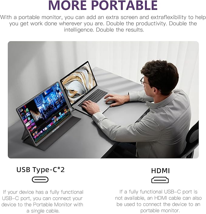 16'' 120Hz Portable Gaming Monitor, 100% sRGB 2.5K QHD 400nits Portable Monitor with HDR, Ultra Slim, Eye Care, External Second Screen for Laptop, PC, PS5, Mac, Xbox
