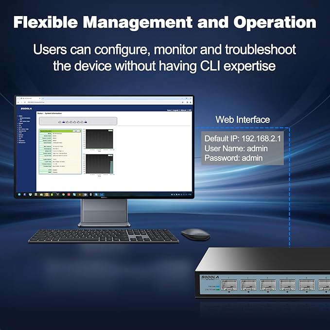 8 Port 10G Web Managed Switch, 8X10G SFP+ Ports, Link Aggregation/QoS/VLAN/IGMP, Wall Mounted Fanless 10Gb Multi-gig Network Switch（SFP Ports Only