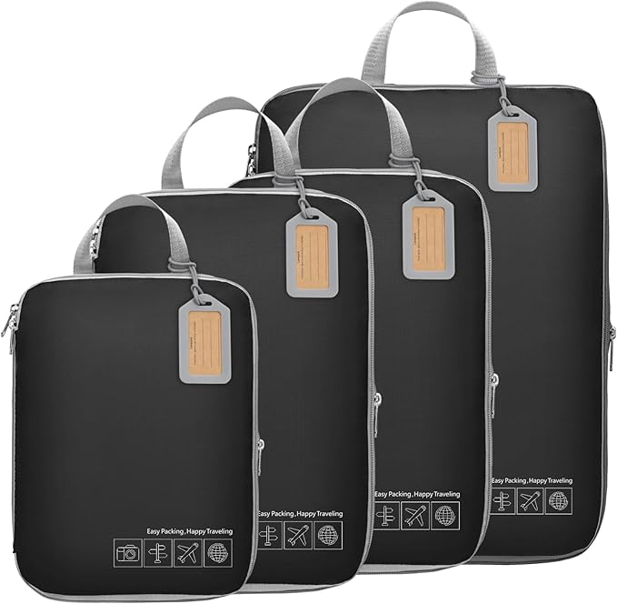 Cambond Compression Packing Cubes for Travel Women - Travel Bags Luggage Organizers Travel Essentials Compression Cubes for Travel Carry on Suitcases Organizer