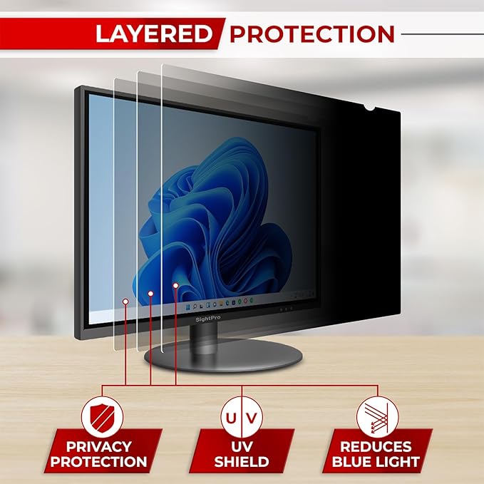 27 Inch 16:9 [2 Pack] Computer Privacy Screen Filter for Monitor - Privacy Shield and Anti-Glare Protector