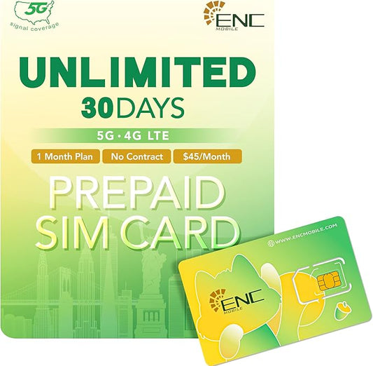 Prepaid SIM Card USA $45/mo - Unlimited/Mo. 5G/4G LTE Data + One SIM Dual Number (US & China) + Unlimited US/China/Canada/Mexico Talk & Global Text, Wi-Fi Calling, 3 in 1 SIM Card Included