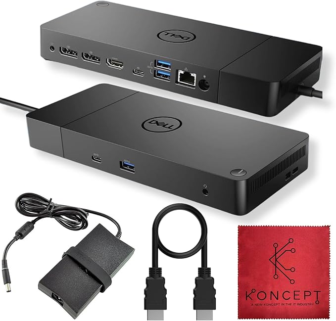 WD19 Dell Dock Station USB C - Docking Station Dual Monitor with 130W, HDMI Cable, Dual DisplayPort & Microfiber Cleaning Cloth - Laptop Docking Station (Renewed)
