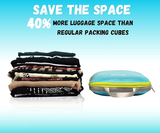 SUITEDNOMAD Ultralight Compression Packing Cubes Set, Suitcase and Backpack Travel Organizer Bags