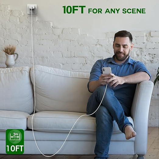 iPhone 16 15 Charger Fast Charging,3Pack 20W USB C Charger Type C Chargers Plug Wall Chargers 10FT USB-C Woven Charge Cable for iPhone 16e/16 Pro Max/16Pro/16 Plus/15 ProMax/iPad Pro/Air/Mini,AirPods