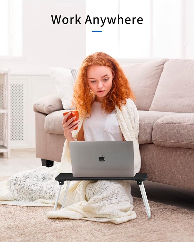 Ruxury Folding Lap Desk Laptop Stand Bed Desk Table Tray, Breakfast Serving Tray, Portable & Lightweight Mini Table for Sofa Couch Floor - - Black